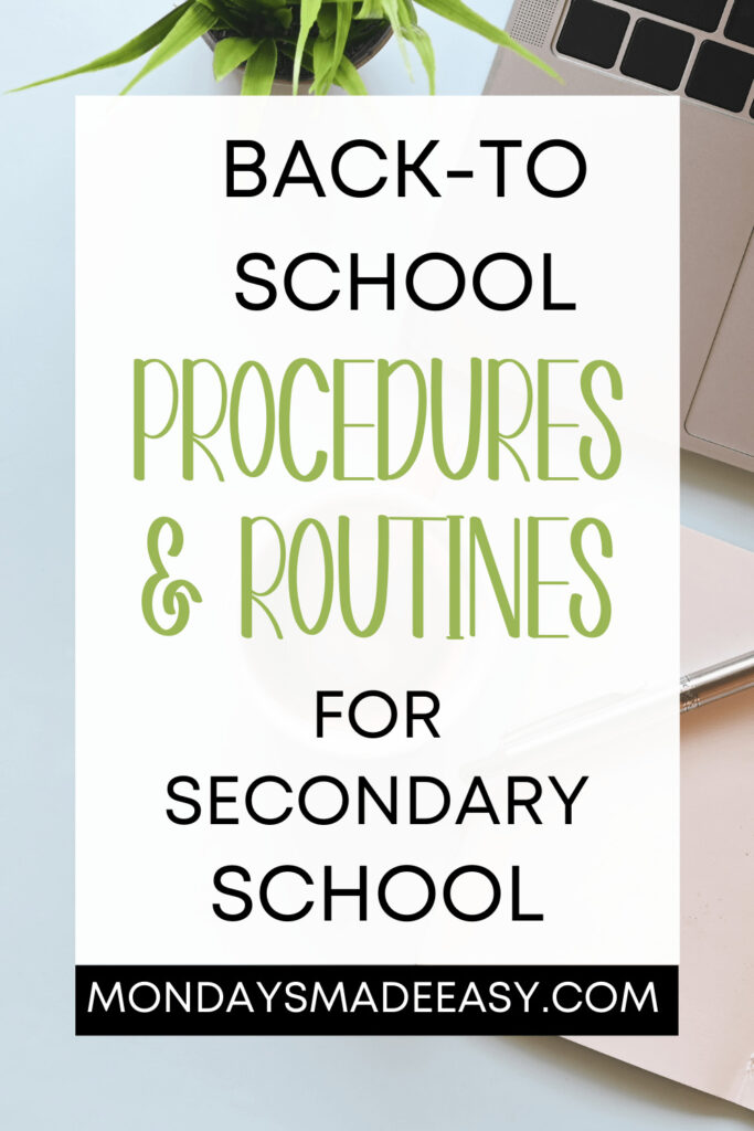 Back-to-School Procedures and Routines for Secondary School