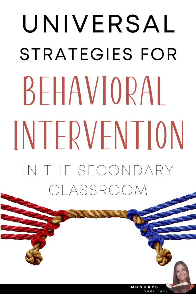 Universal Strategies for Behavioural Intervention in the Secondary Classroom