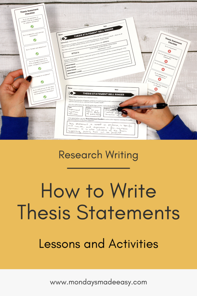 Teaching thesis statements in high school ELA