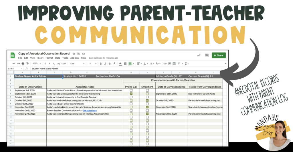 How to Improve Parent-Teacher Communication Using Anecdotal Records and a Digital Parent-Communication Log