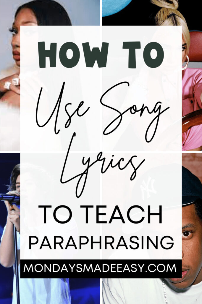 How to Use Song Lyrics to Teach Paraphrasing in High School
