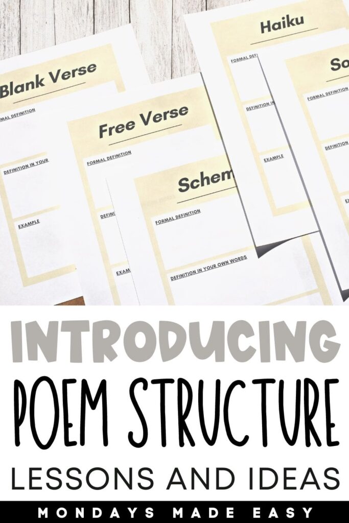 Introducing poem structure: lessons and ideas for teaching poetry