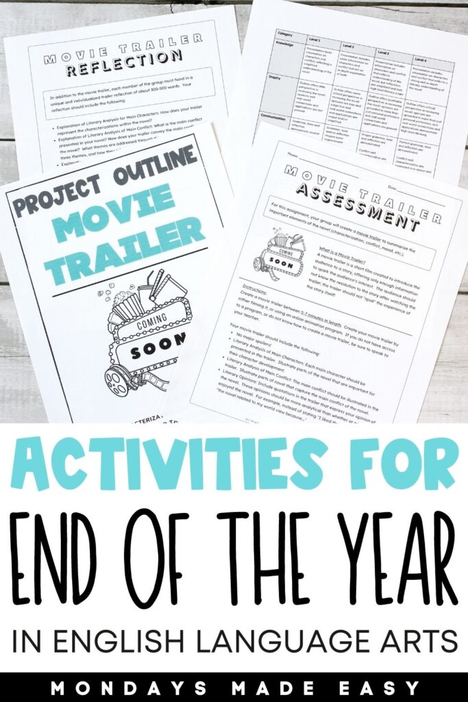 Activities for the End of the Year in English Language Arts