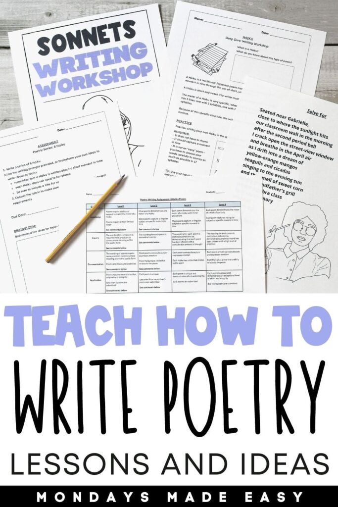 Teach How to Write Poetry: Lesson Plans and Ideas for middle school and high school