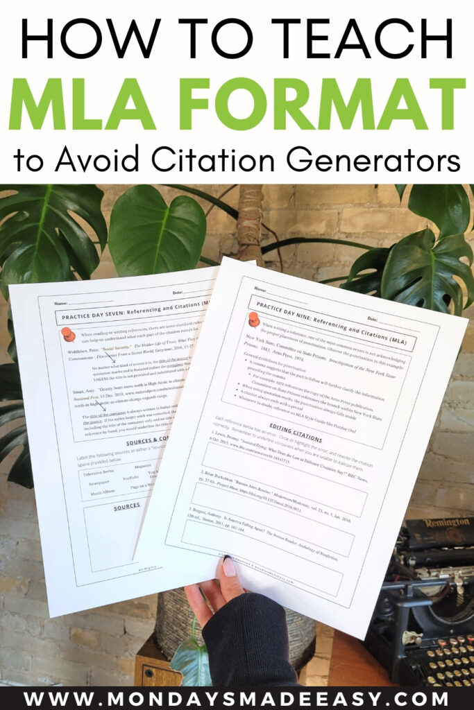 How to Teach MLA Format to Avoid Citation Generators