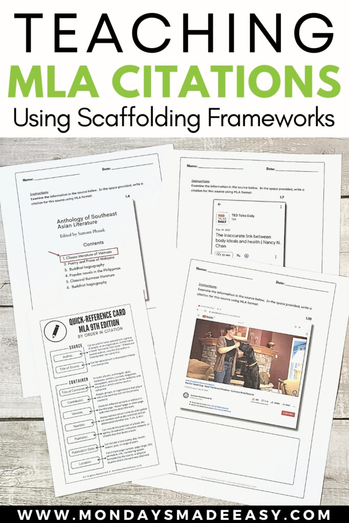 Teaching MLA Citations Using Scaffolding Frameworks