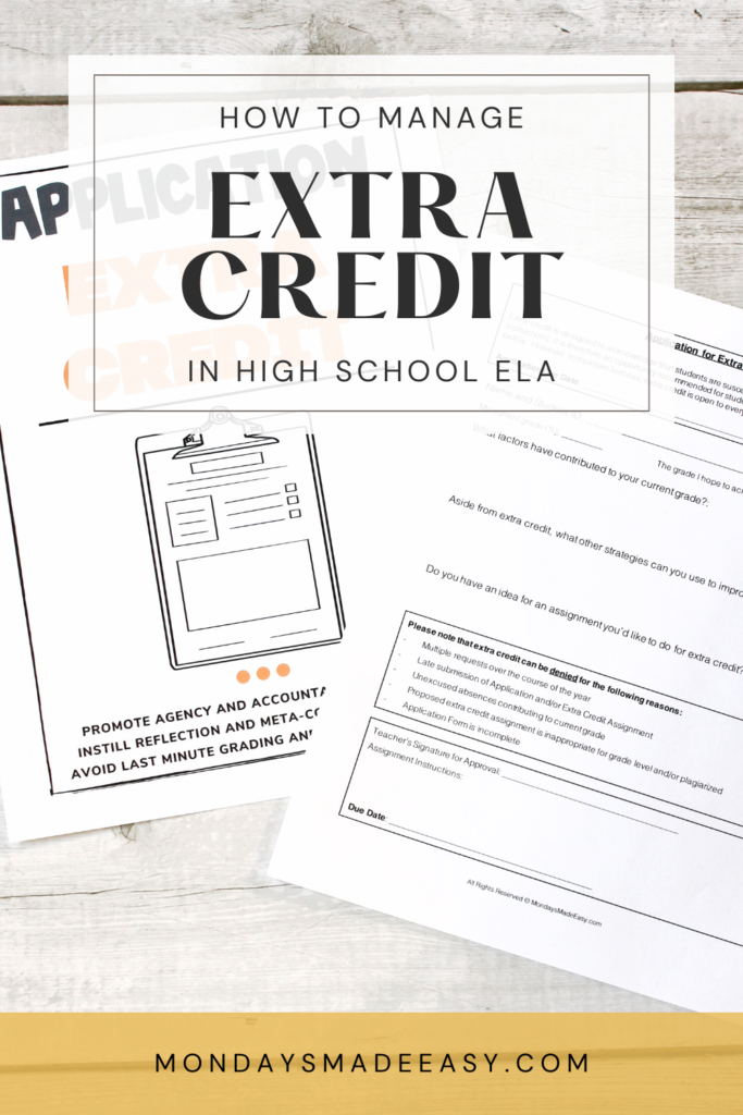 How to manage extra credit assignment in High School ELA