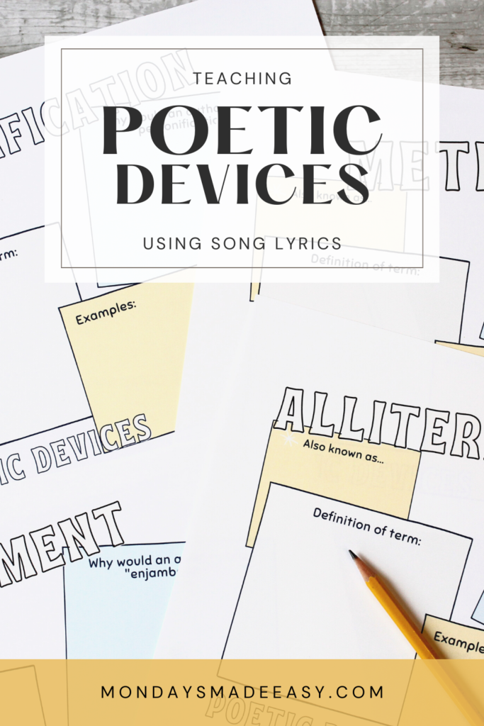 Teaching poetic devices using song lyrics