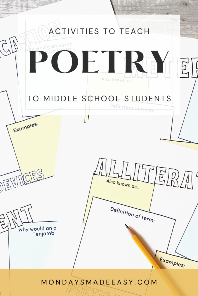 Activities to teach poetry to middle school students