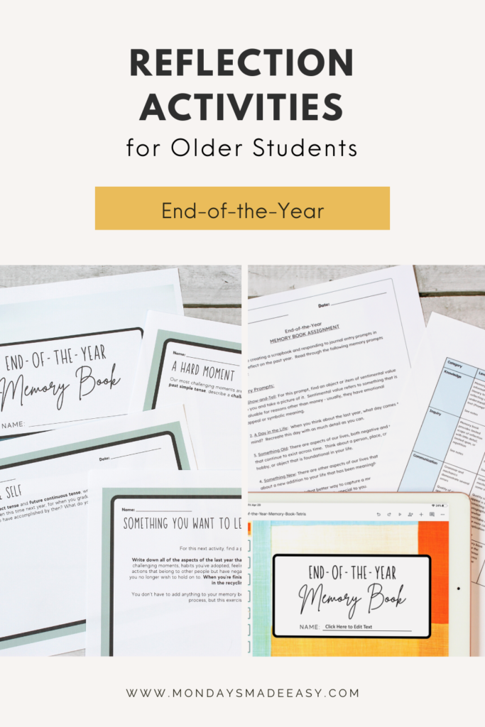 Reflection Activities for Older Students