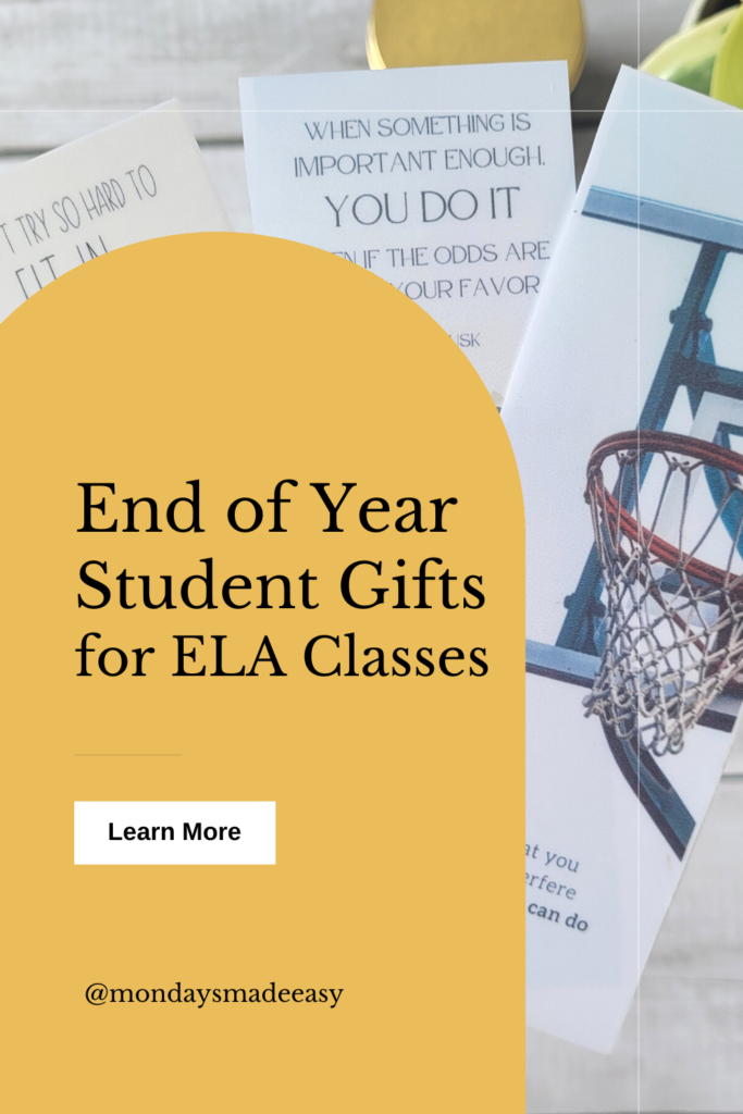 End of year student gifts for ELA classes