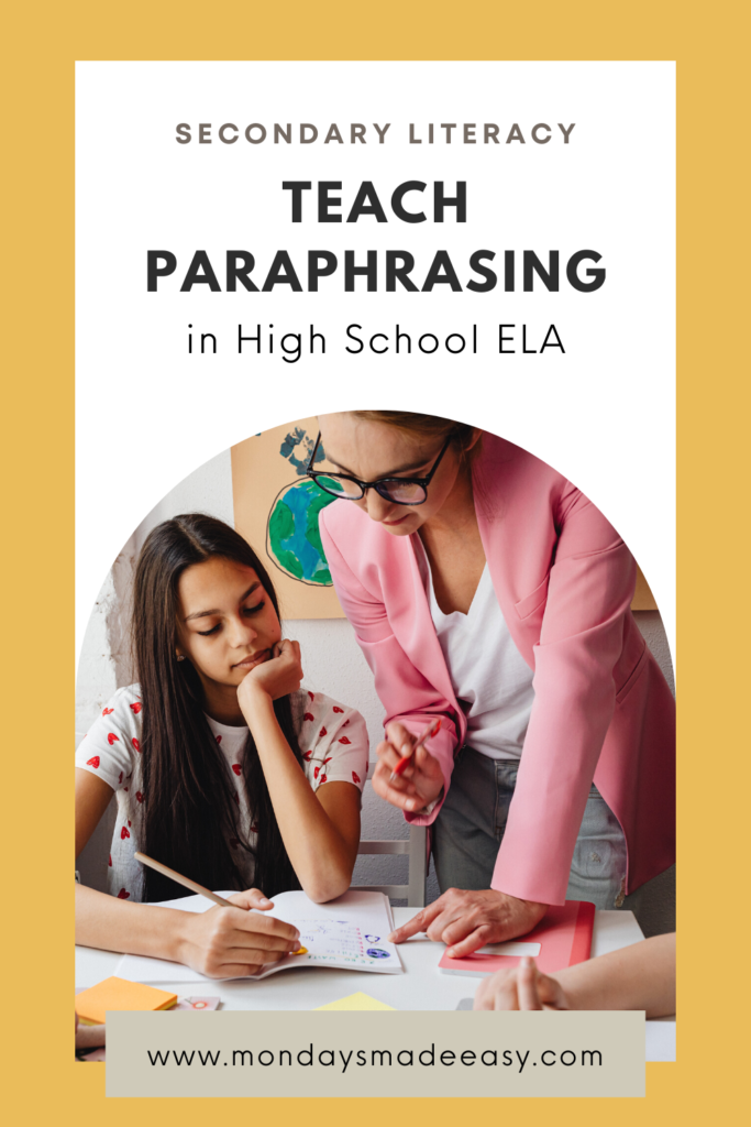 Teach Paraphrasing in High School ELA