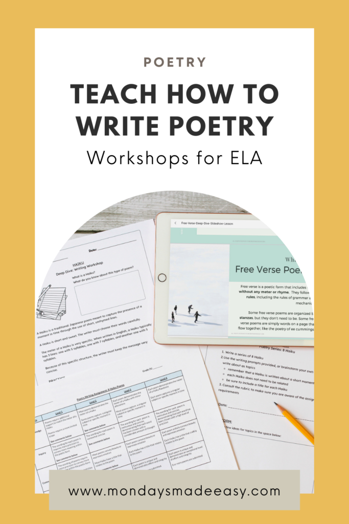 Teach how to write poetry: workshops for ELA
