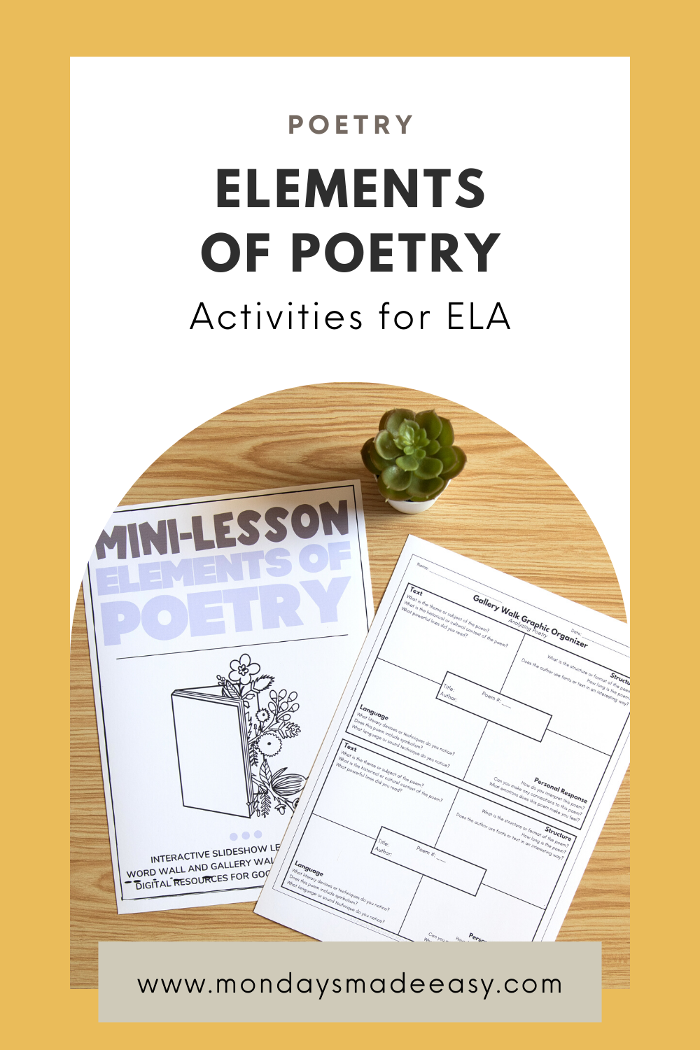 Elements of Poetry: Teaching the Structure of a Poem · Mondays Made Easy