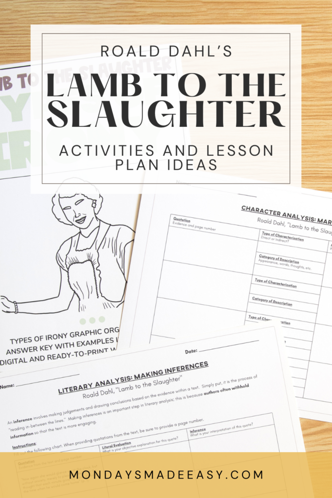 Roald Dahl's lamb to the slaughter activities and lesson plan ideas