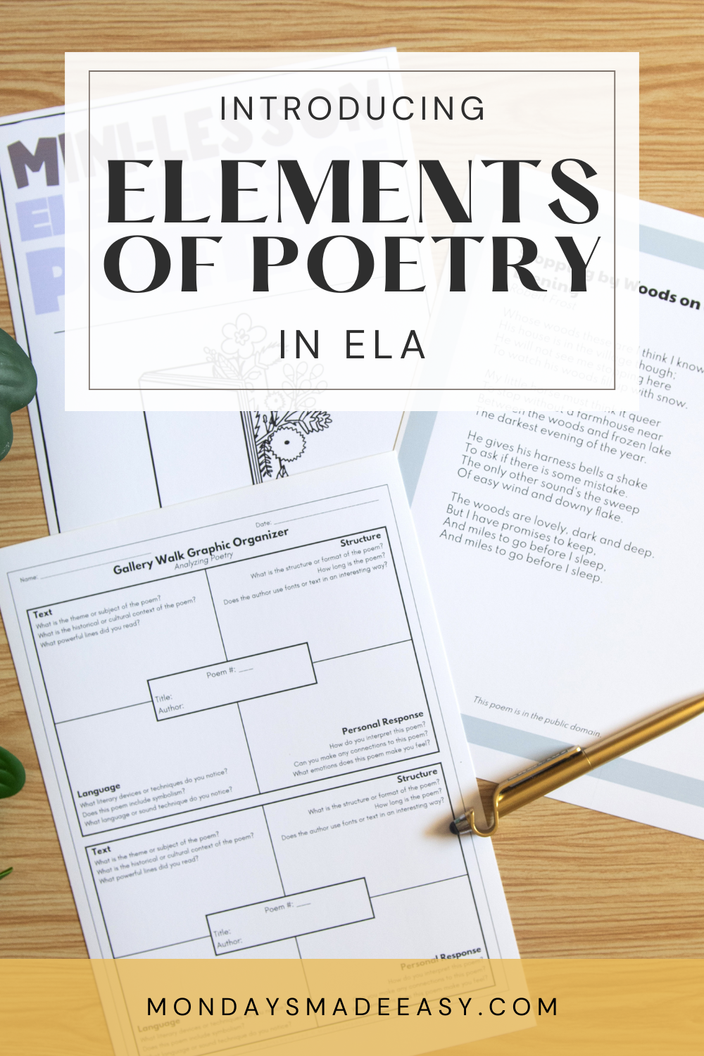 Elements of Poetry: Teaching the Structure of a Poem · Mondays Made Easy