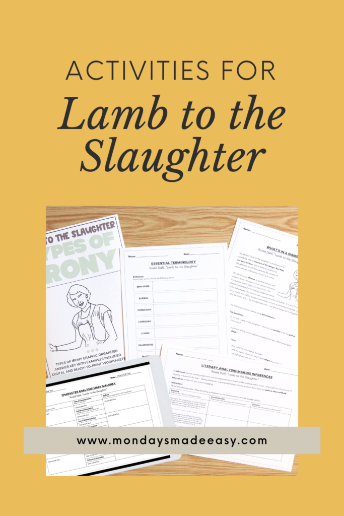 Activities for Lamb to the slaughter