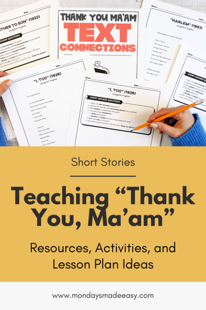 Teaching thank you ma'am resources, activities, and lesson plan ideas