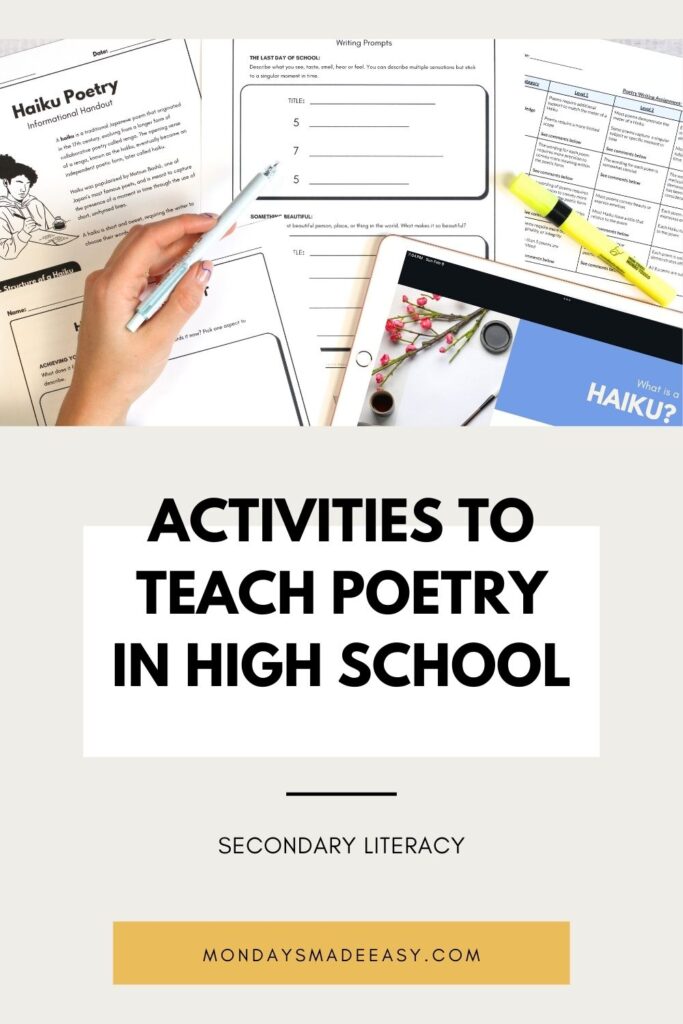 Activities to teach high school poetry