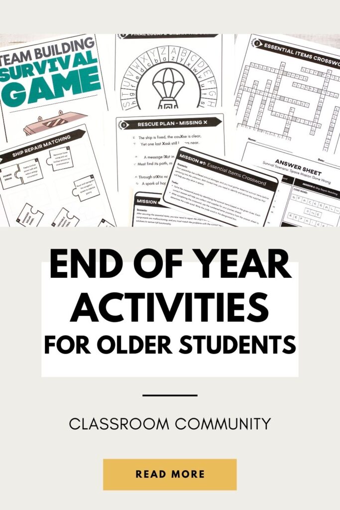 End of year activities for older students