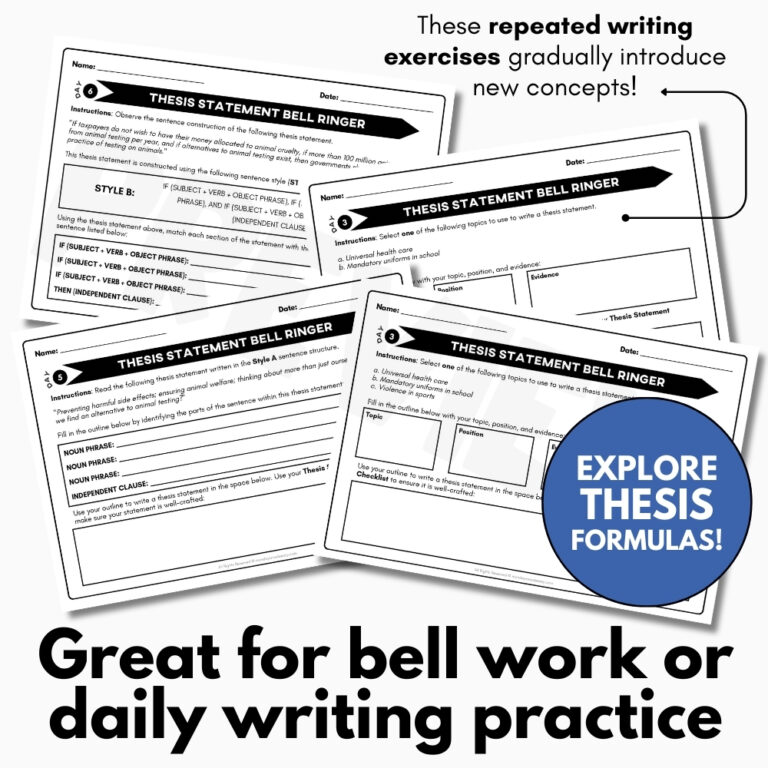 Thesis Statement Worksheets – Spiral Review Activities