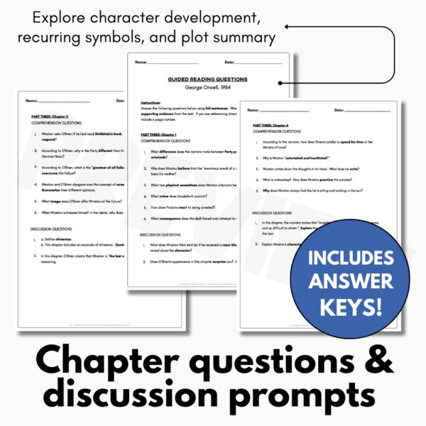Chapter Questions for Part 3 of 1984 by George Orwell - Comprehension and Discussion - Image 3