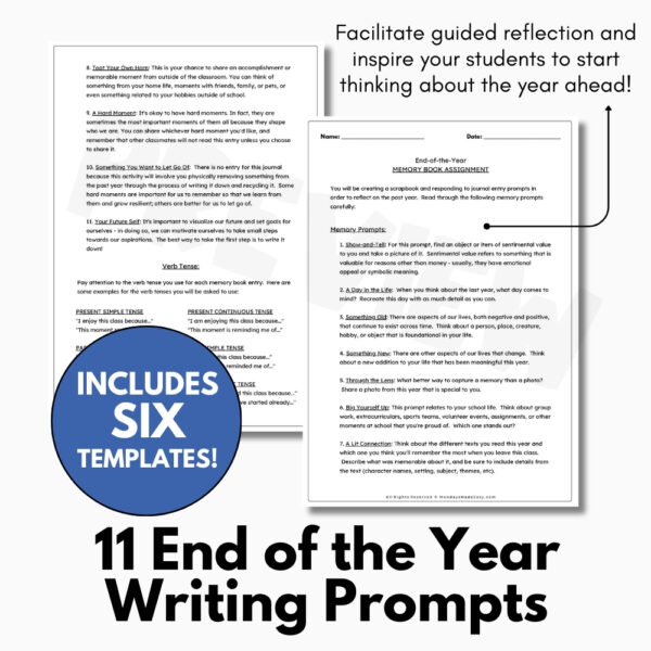 End of the Year Memory Book - End of Year Reflection Prompts - Digital & Print - Image 3
