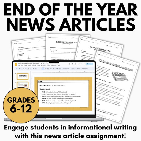 Writing a News Article - End of Year News Report Template, Assignment & Rubric - Image 2