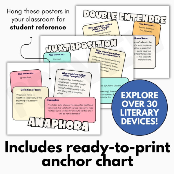 Figurative Language Posters - Literary Device Vocabulary Worksheets - Beginner - Image 3