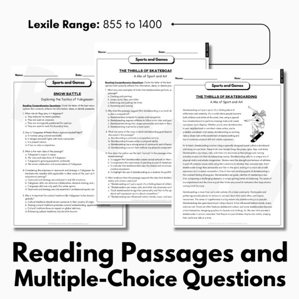 Guided Reading - Sports and Games - Six Comprehension Passages by Lexile Level - Image 3