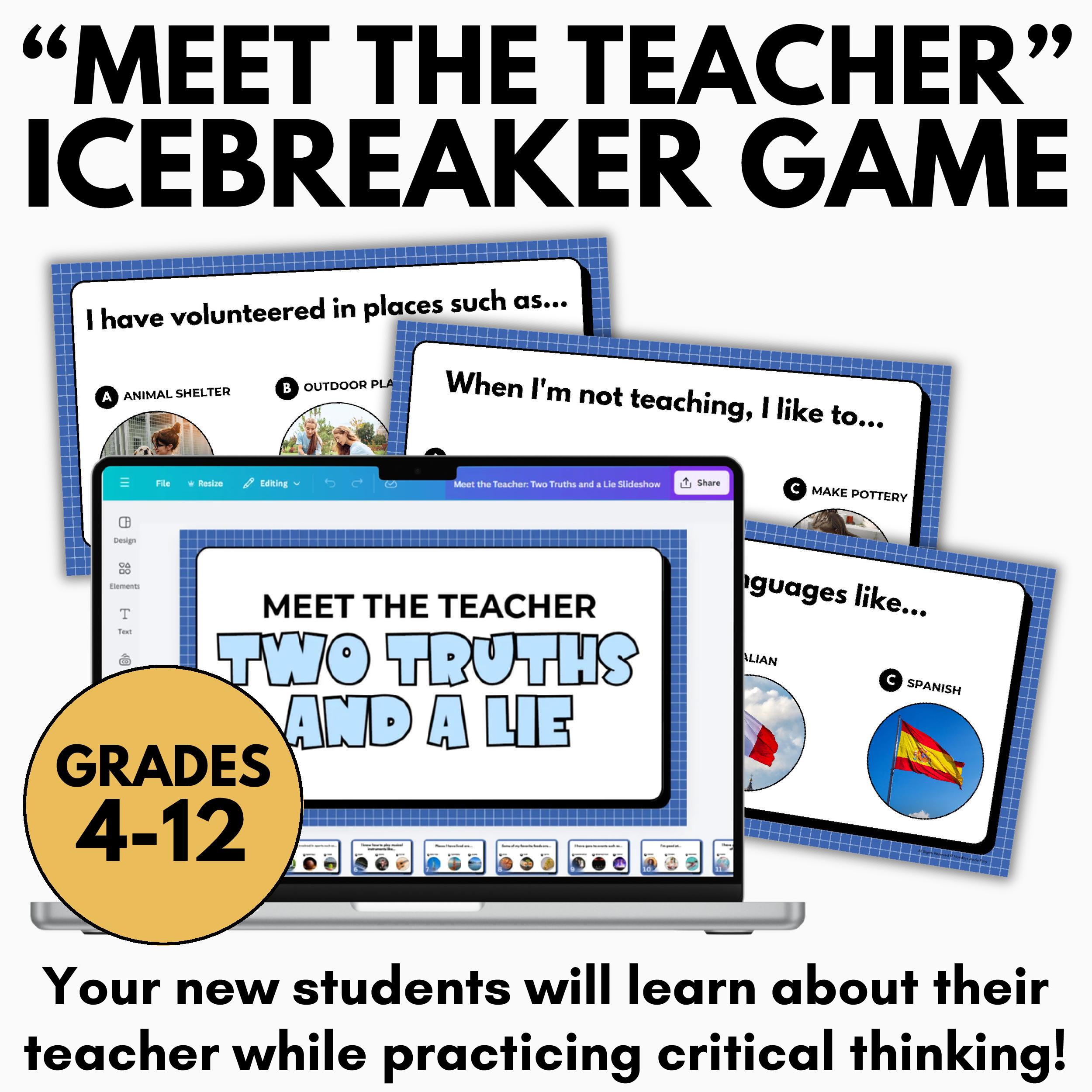 Meet the Teacher Two Truths and a Lie - Back to School Activity Icebreaker Game - Image 2