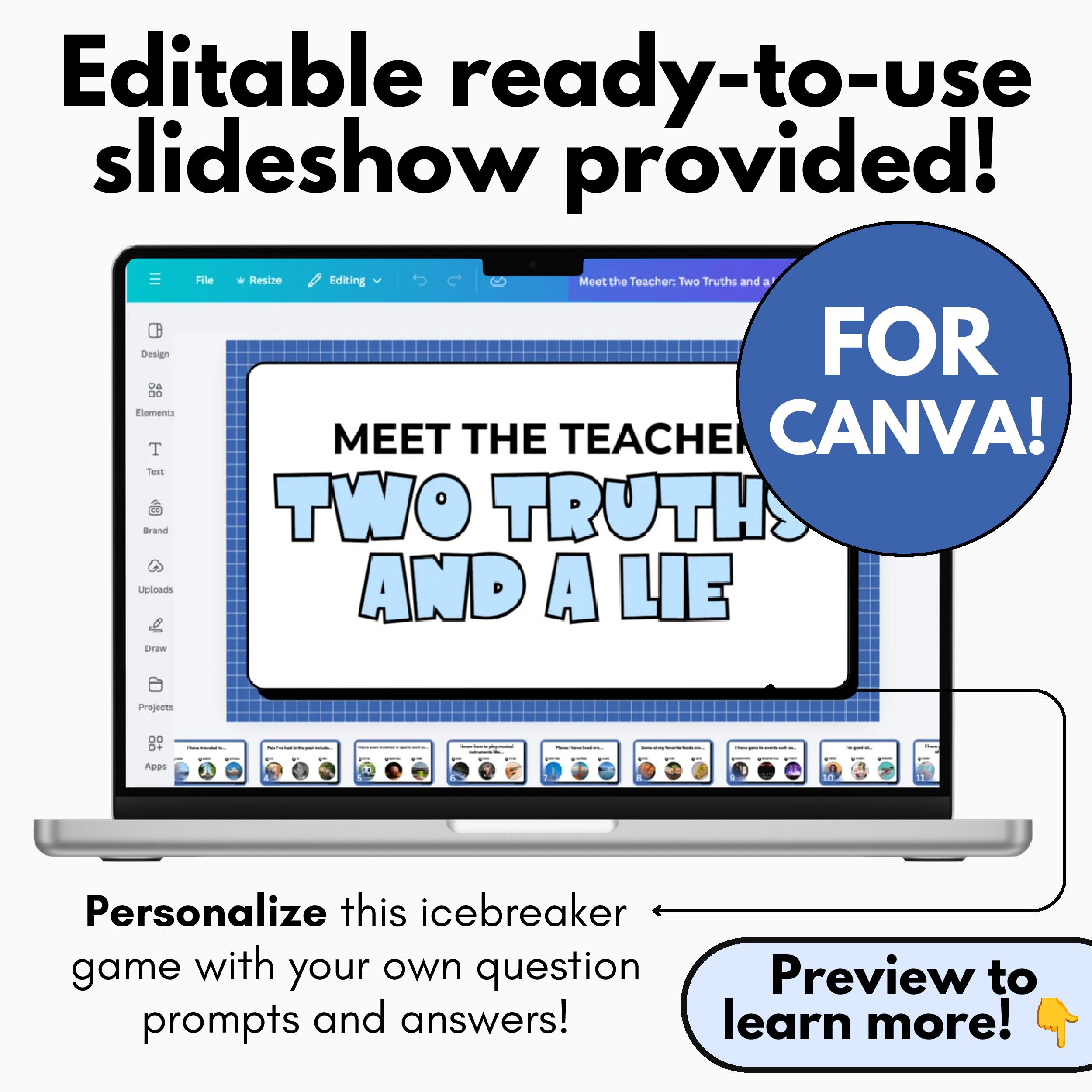 Meet the Teacher Two Truths and a Lie - Back to School Activity Icebreaker Game - Image 4