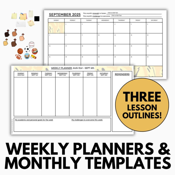 Digital Student Planner - Weekly Templates & Monthly Calendars - Slides & Print - Image 3