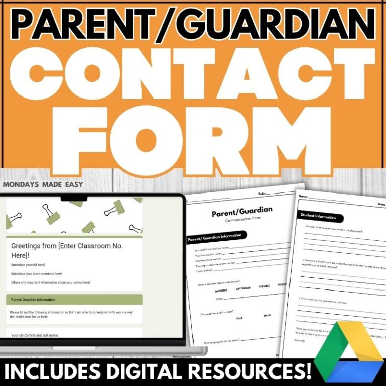 Parent Contact Information Sheet