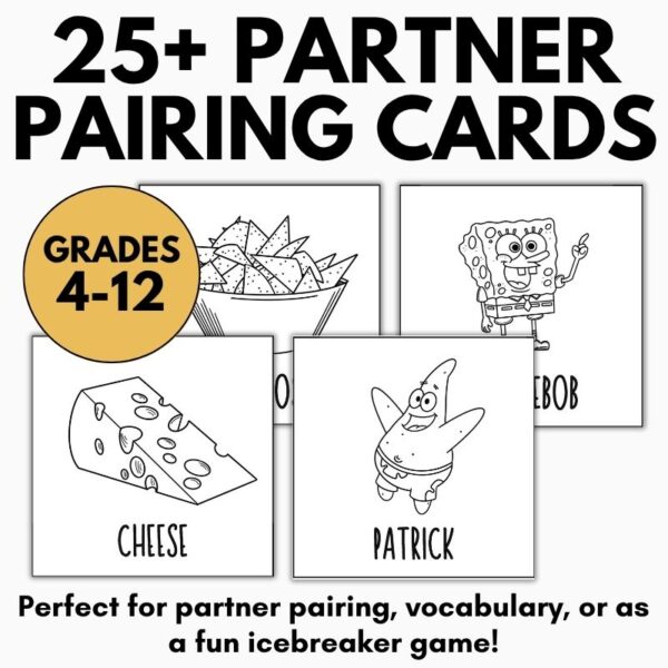 Partner Pairing Cards for Groups - 50 Partner Matching Cards - Icebreaker Game - Image 2
