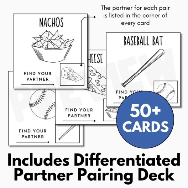 Partner Pairing Cards for Groups - 50 Partner Matching Cards - Icebreaker Game - Image 3