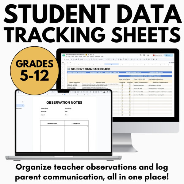 Student Data Tracking Sheets for Teachers and Class Logs