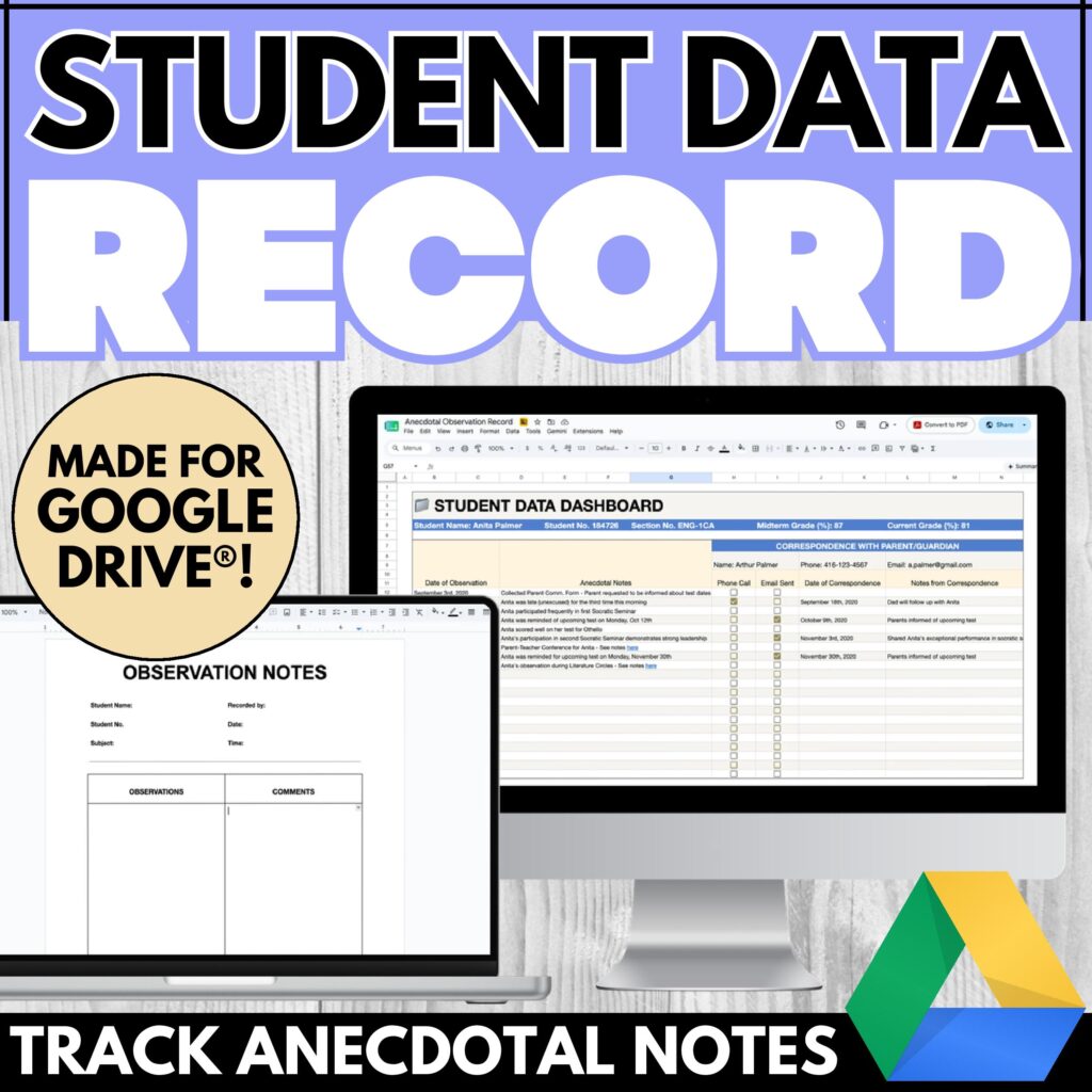 Student Data Tracking Sheets for Teachers and Class Logs