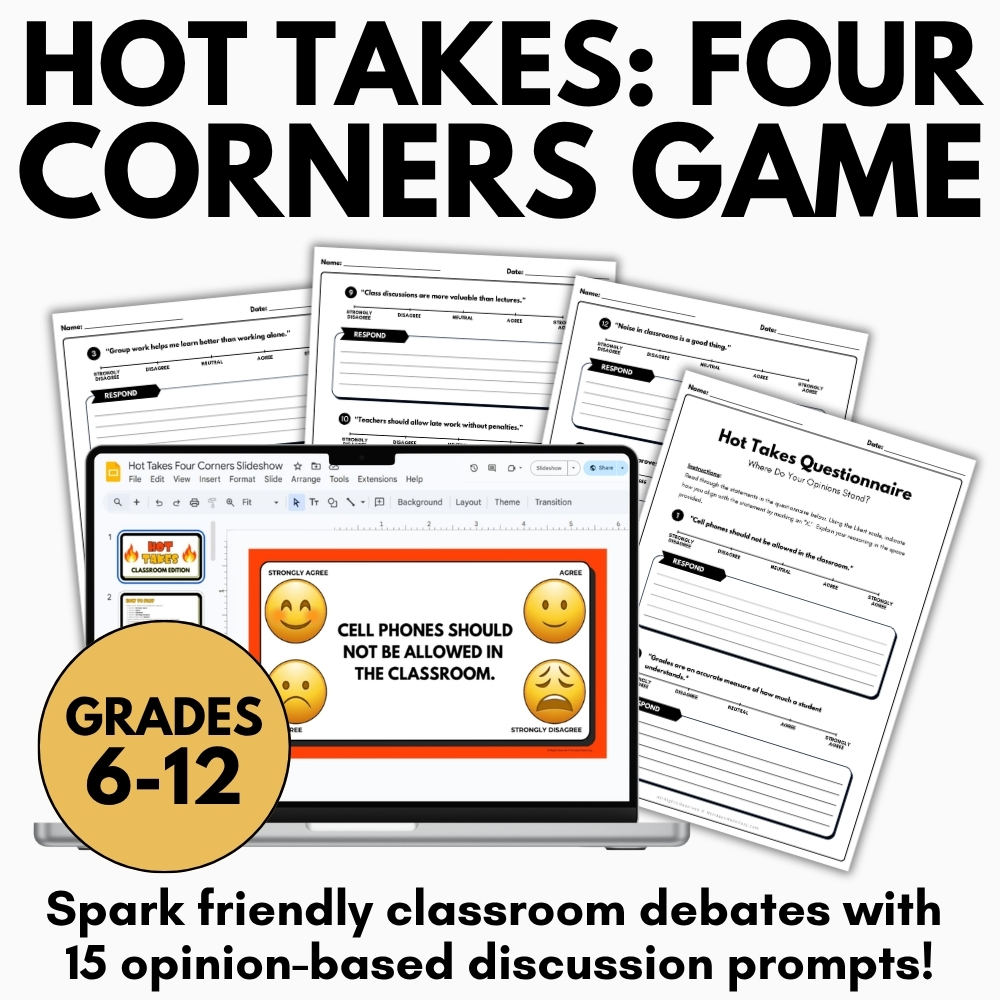 Four Corners Activity – Hot Takes Classroom Discussion | End of the Year Game - Image 2