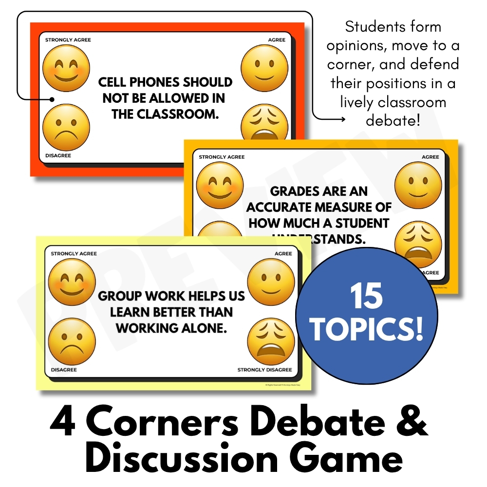 Four Corners Activity – Hot Takes Classroom Discussion | End of the Year Game - Image 3