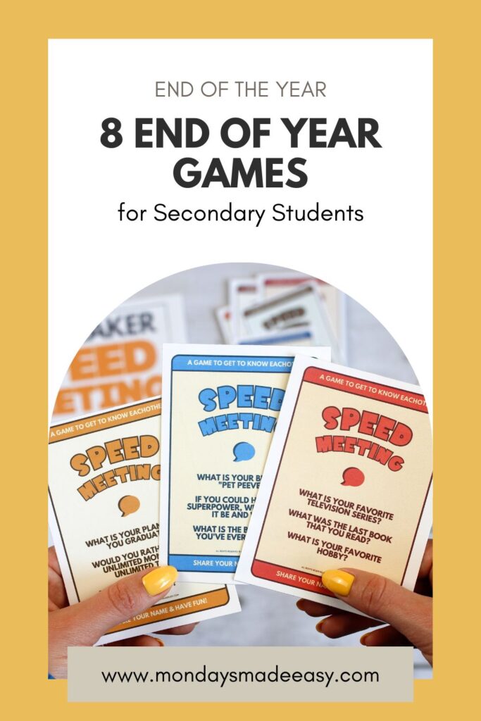End of year games for secondary students