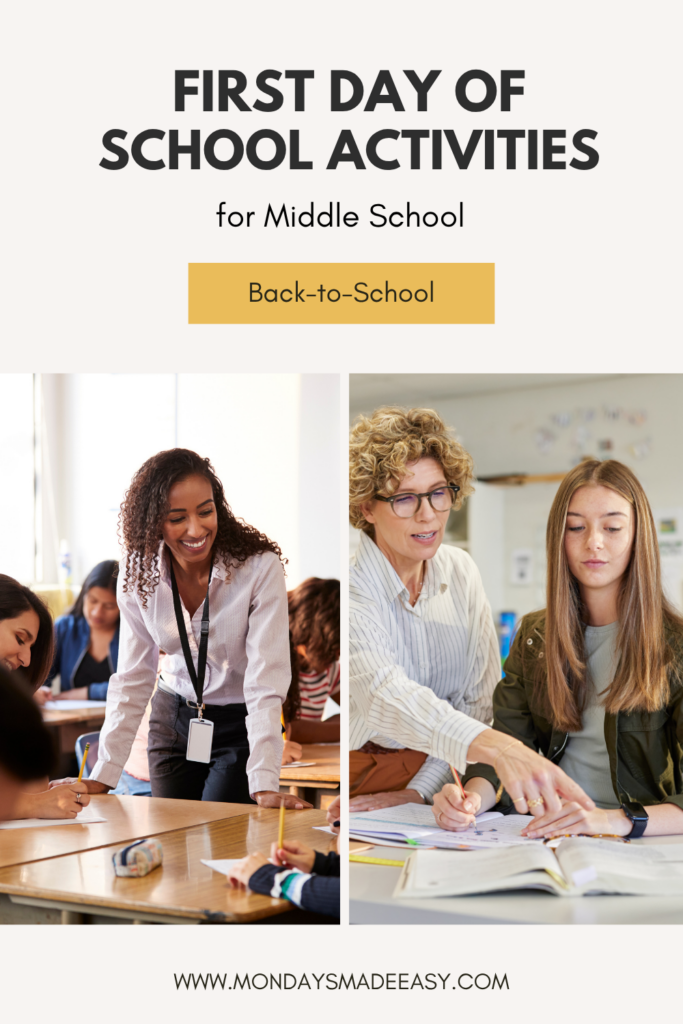 First day of school activities for middle school ELA