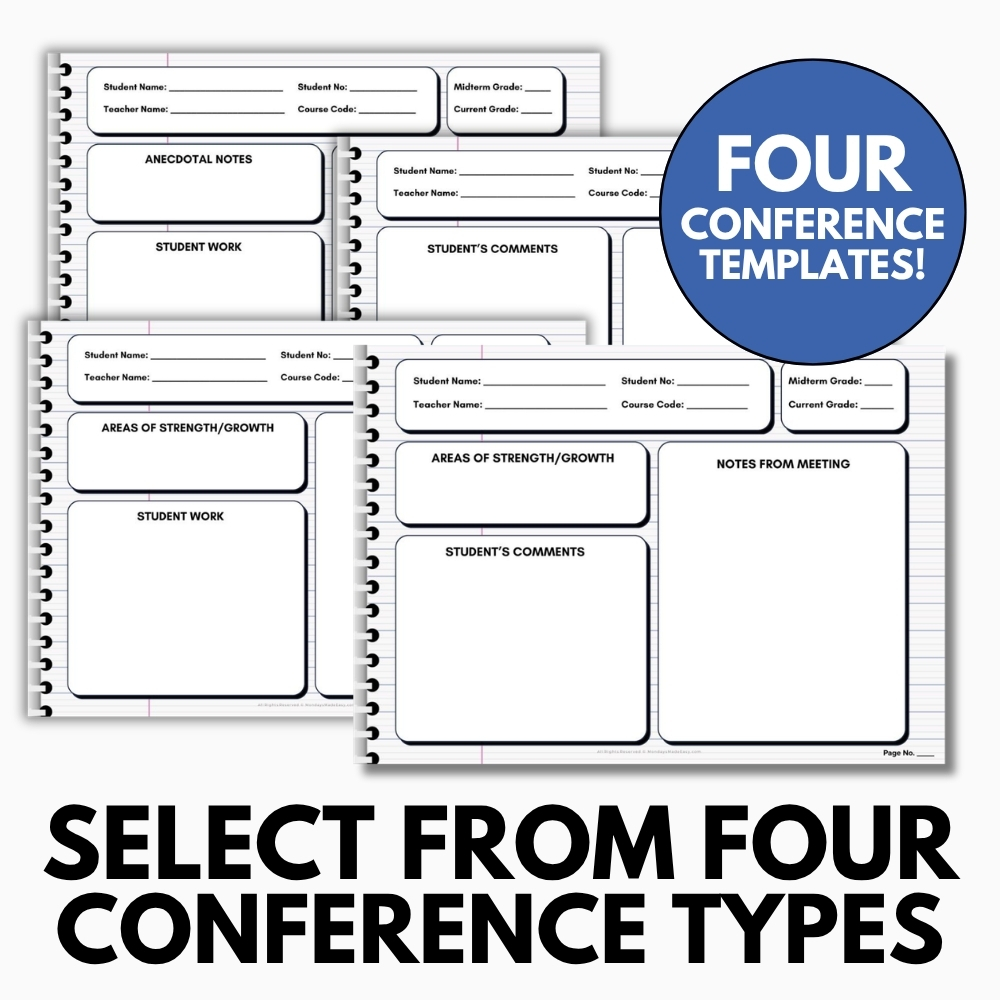 Parent-Teacher Conference Forms - Parent Interview Templates - Digital & Print - Image 3