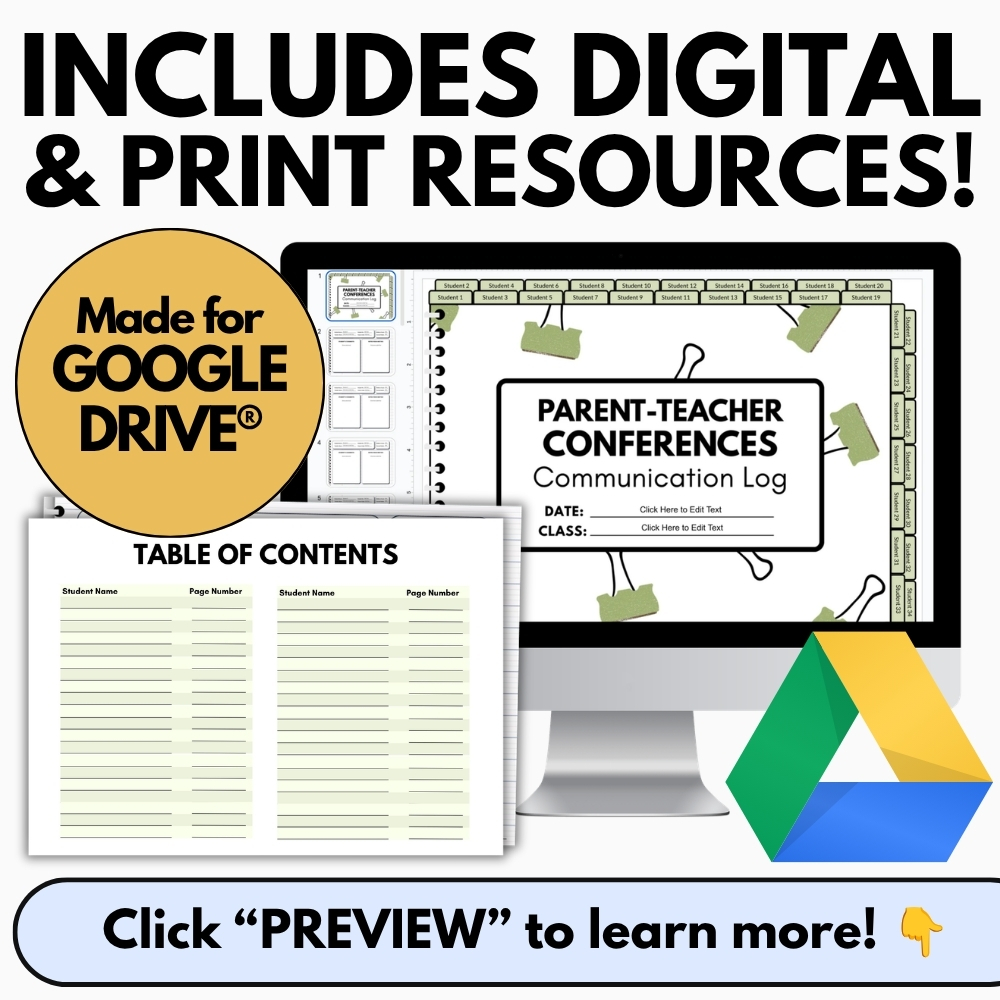 Parent-Teacher Conference Forms - Parent Interview Templates - Digital & Print - Image 4