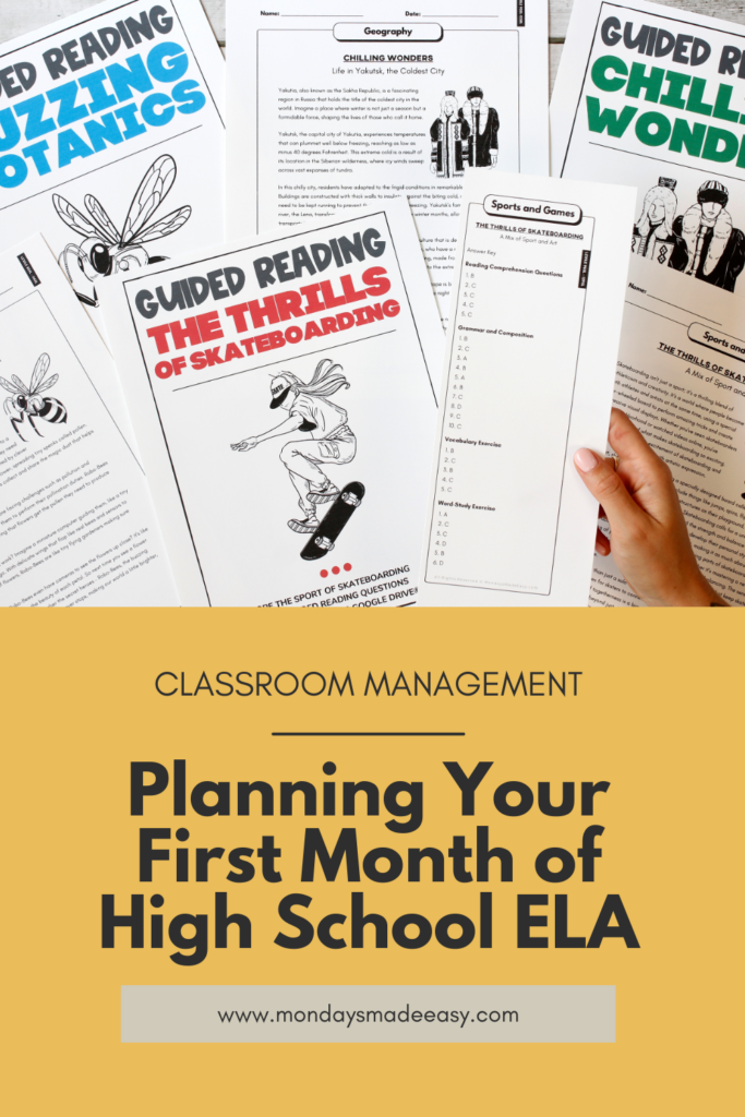 Planning your first month of high school ela